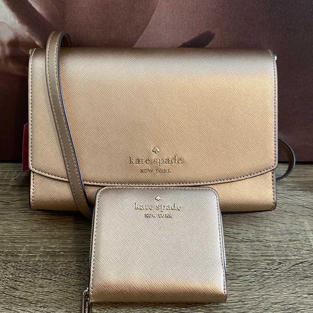 Kate Spade Metallic Gold Crossbody NWT - Picture 5 of 6